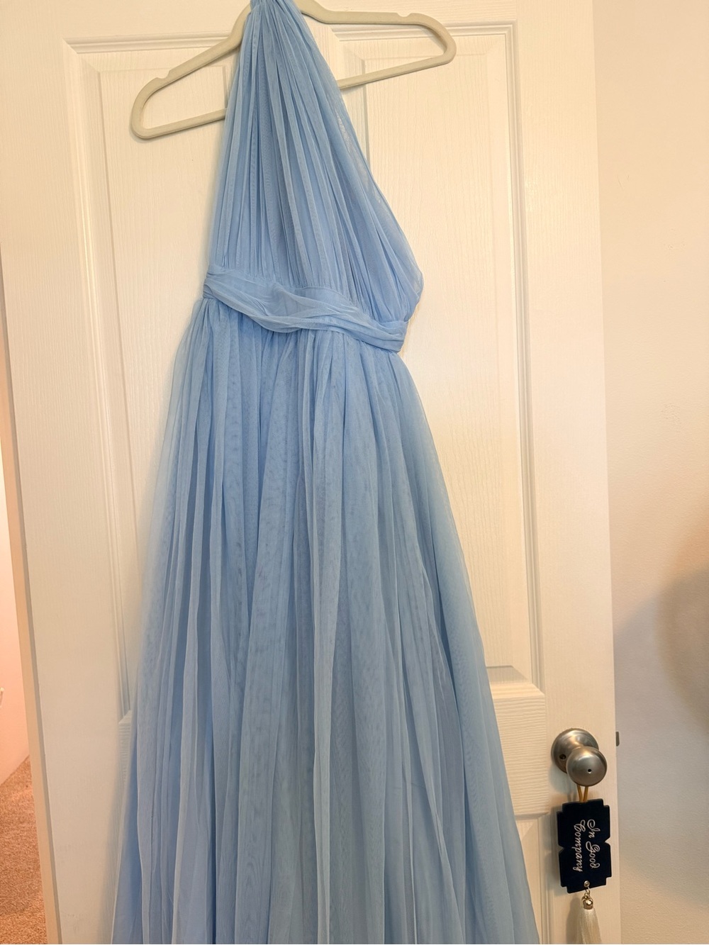 ASOS Light Blue One-Shoulder Tulle Gown NWT